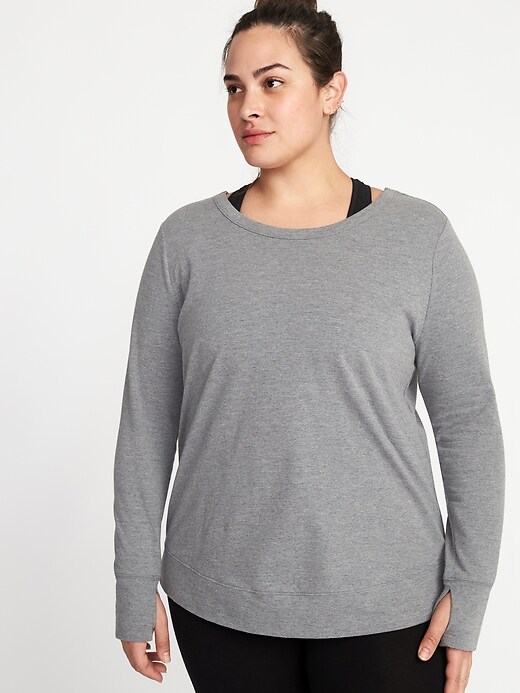 Image number 2 showing, Plus-Size Lattice-Back Performance Sweatshirt