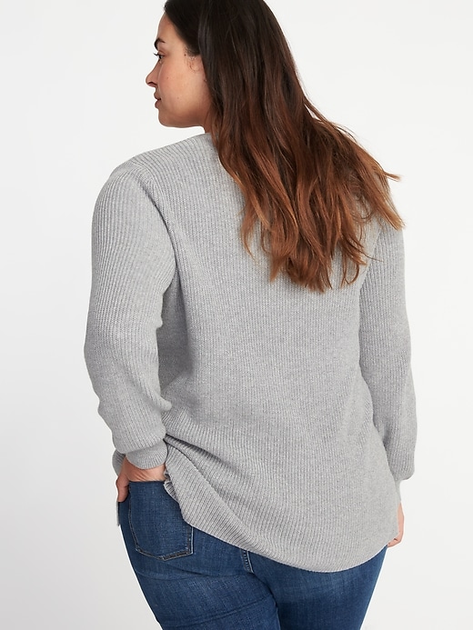 Image number 2 showing, Lace-Up Neck Plus-Size Sweater