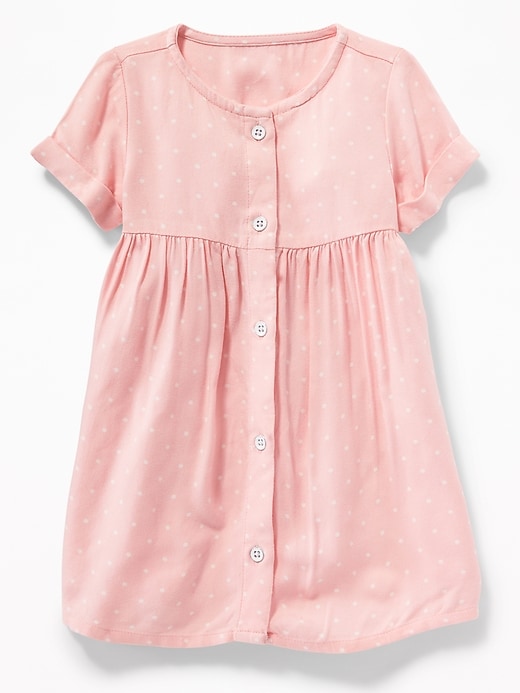 View large product image 1 of 1. Fit & Flare Roll-Sleeve Shirt Dress for Baby