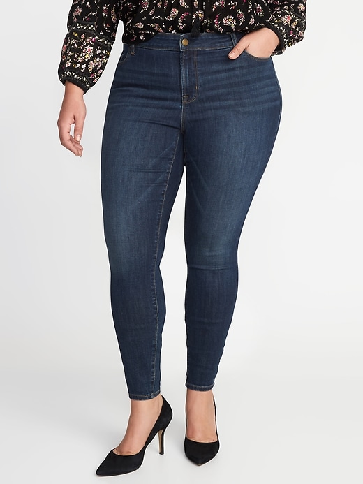 View large product image 1 of 2. High-Waisted Plus-Size Rockstar Super Skinny Jeans
