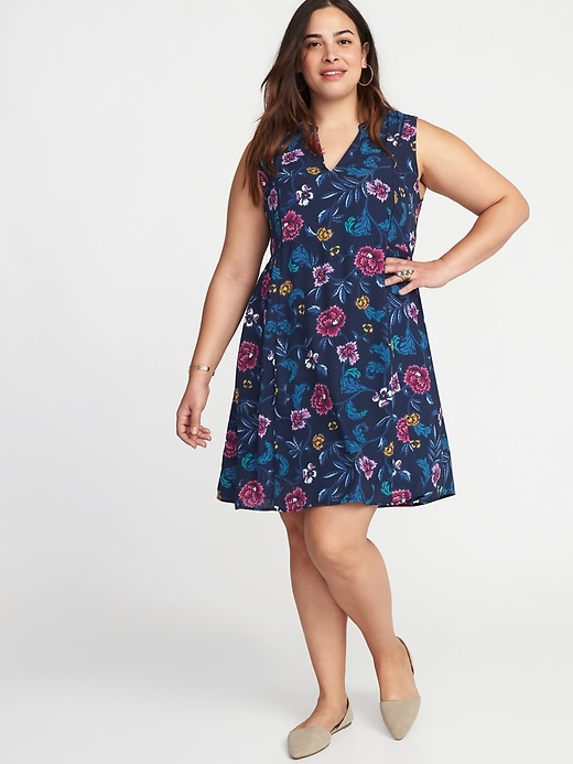 Image number 1 showing, Sleeveless Georgette Plus-Size Swing Dress
