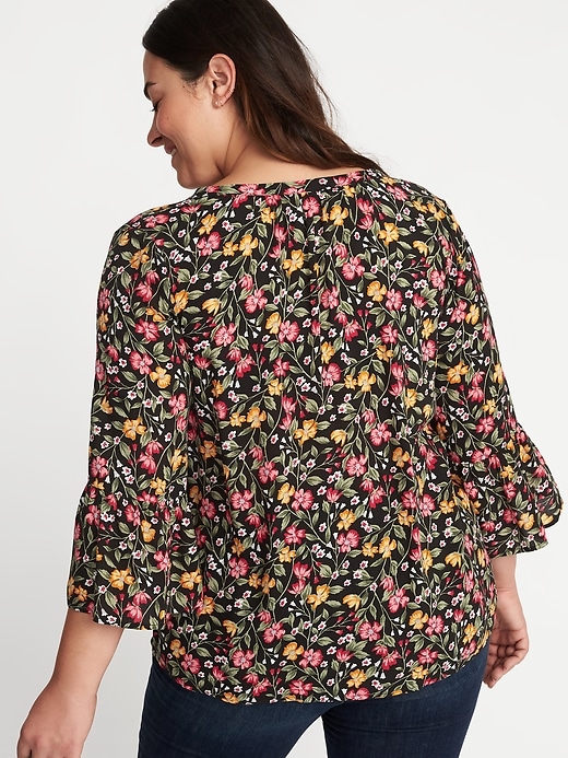 Image number 2 showing, Tie-Neck Plus-Size Bell-Sleeve Blouse