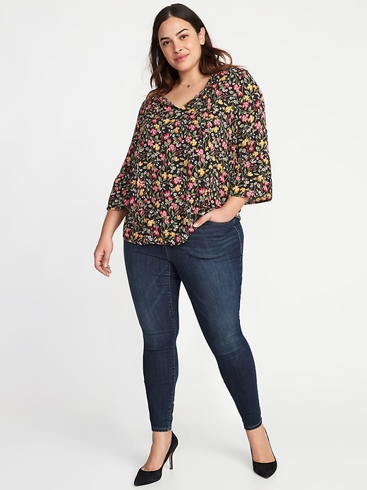 Image number 3 showing, Tie-Neck Plus-Size Bell-Sleeve Blouse