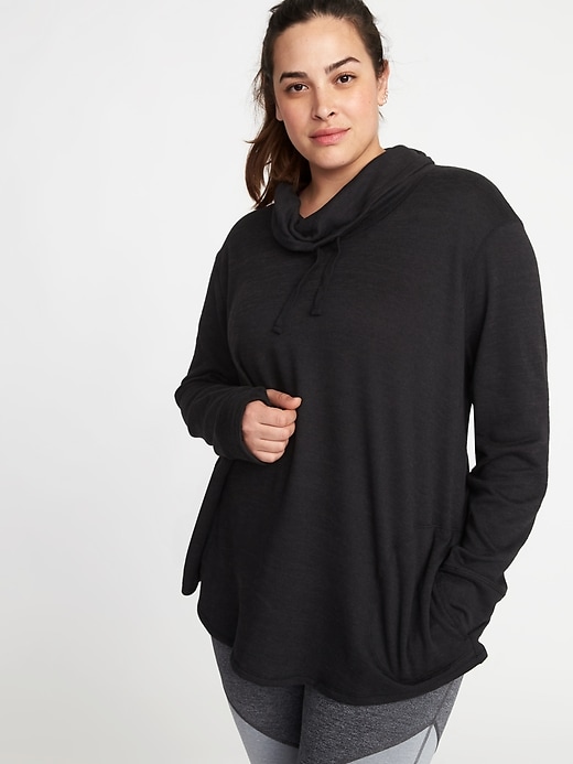 View large product image 1 of 1. Funnel-Neck Plus-Size Performance Pullover