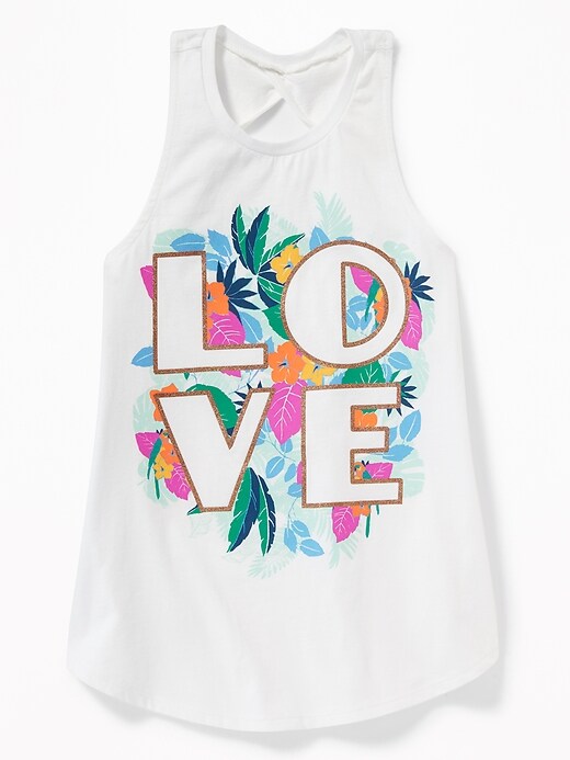View large product image 1 of 2. Graphic Twist-Back Tunic Tank for Girls