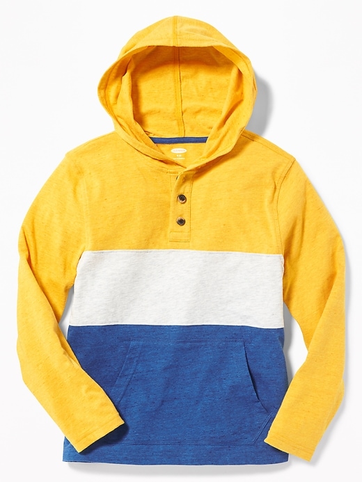 View large product image 1 of 1. Color-Blocked Henley Hoodie For Boys