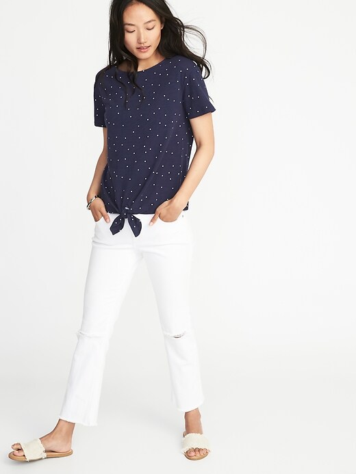 Image number 3 showing, Relaxed Tie-Front Jersey Top for Women