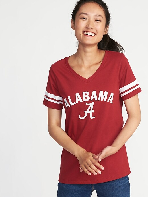 View large product image 1 of 1. College Team Sleeve-Stripe Tee for Women