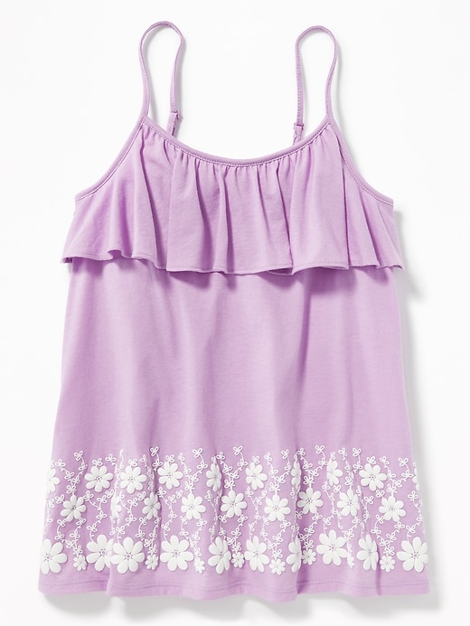 View large product image 1 of 1. Ruffle-Yoke A-Line Floral Cami for Girls