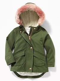 View large product image 4 of 4. Hooded Faux-Fur-Trim Field Jacket for Toddler Girls