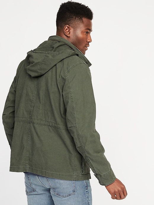 Image number 2 showing, Canvas Built-In Flex Stowaway-Hood Military Jacket