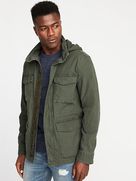 Image number 4 showing, Canvas Built-In Flex Stowaway-Hood Military Jacket
