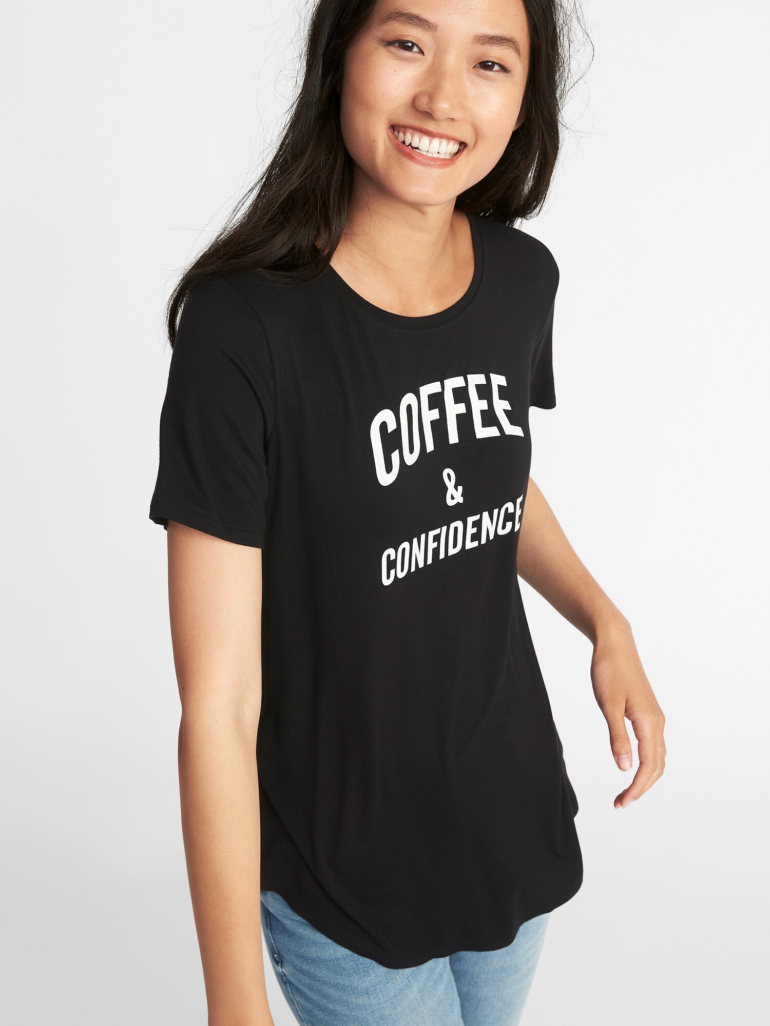 Luxe Curved-Hem Graphic Tee for Women | Old Navy