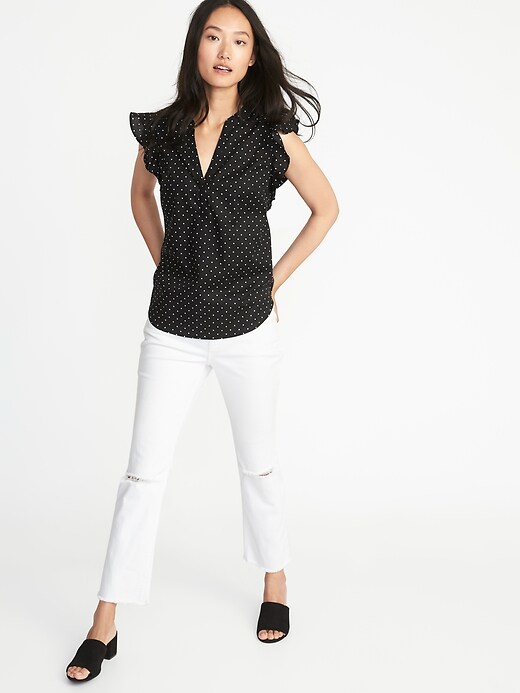 Image number 3 showing, Relaxed Flutter-Trim Sleeveless Top for Women