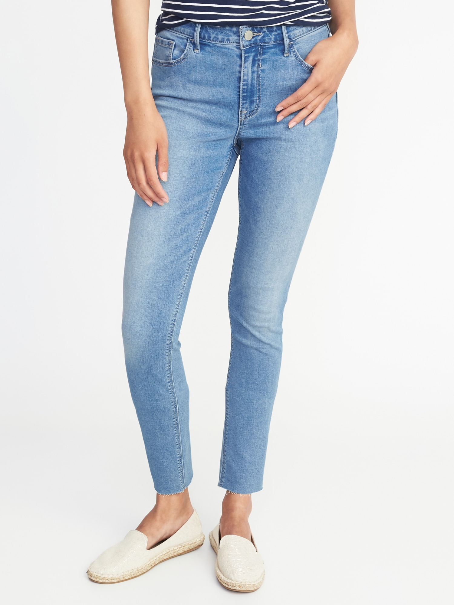 Old Navy Mid-Rise Rockstar Super-Skinny Raw-Edge Ankle Jeans for Women