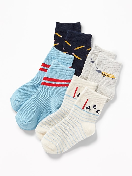 View large product image 1 of 1. Patterned Crew Socks 4-Pack For Toddler Boys & Baby