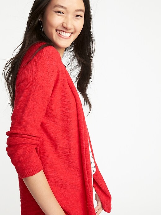 Image number 4 showing, Textured-Knit Open-Front Sweater for Women