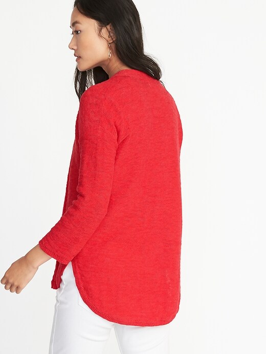 Image number 2 showing, Textured-Knit Open-Front Sweater for Women