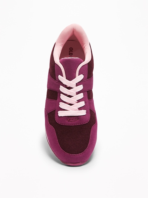 View large product image 2 of 3. Retro-Stripe Felt Sneakers for Girls