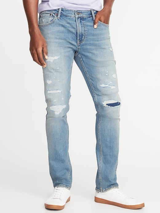 Skinny Built-In Flex Distressed Jeans 