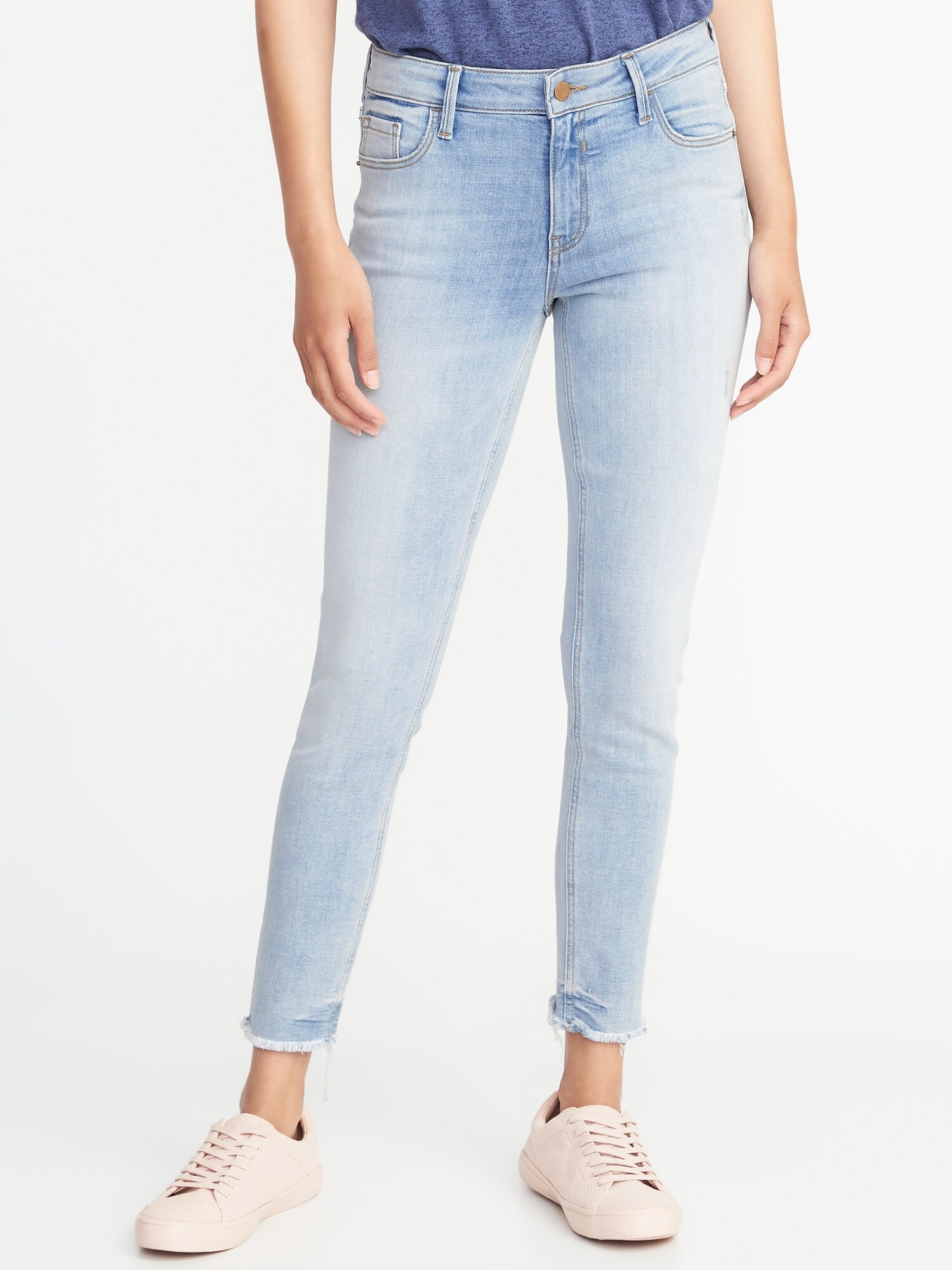 Mid-Rise Rockstar Super Skinny Raw-Edge Ankle Jeans for Women | Old Navy