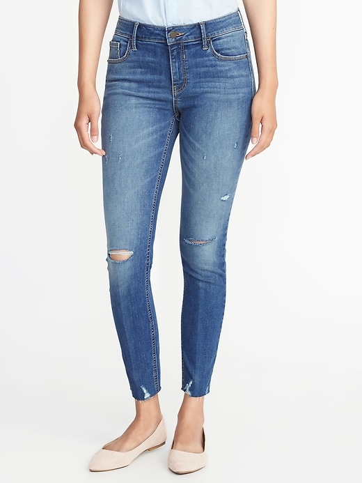 View large product image 1 of 3. Mid-Rise Built-In Sculpt Rockstar Ankle Jeans for Women
