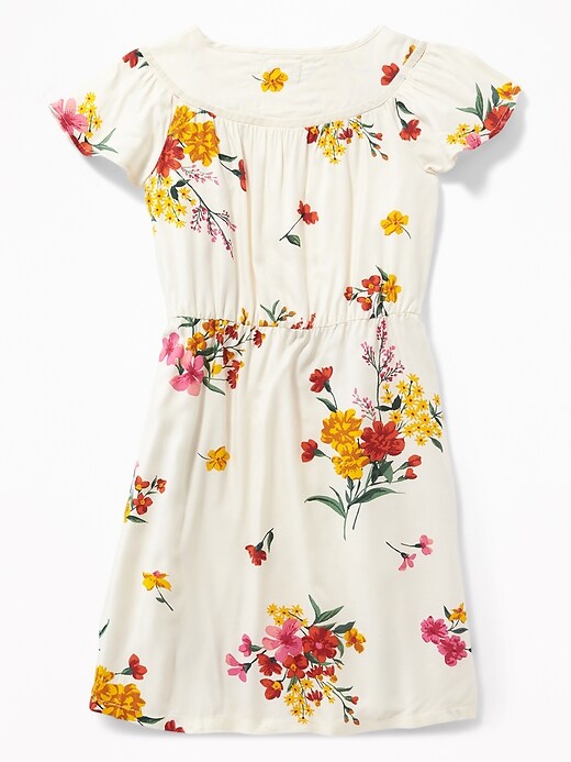 View large product image 2 of 3. Cinched-Waist Flutter-Sleeve Dress for Girls