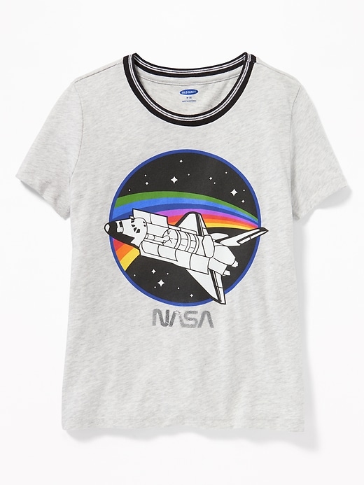 View large product image 1 of 1. NASA&#174 Graphic Ringer Tee for Girls