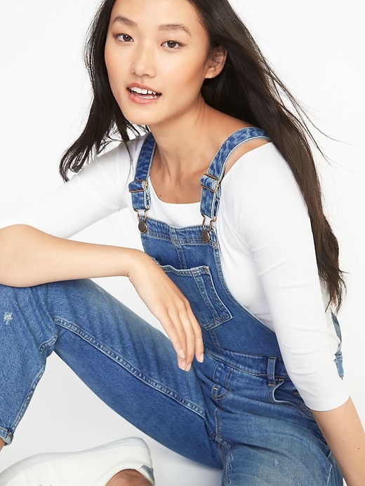 Image number 4 showing, Straight-Leg Jean Overalls for Women