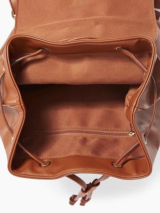 View large product image 2 of 3. Faux-Leather Cinched-Top Backpack for Women