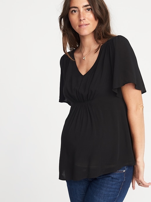 View large product image 1 of 1. Maternity Lightweight Flutter-Sleeve Top