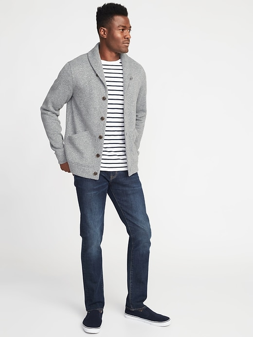 Image number 3 showing, Shawl-Collar Sweater-Fleece Cardigan