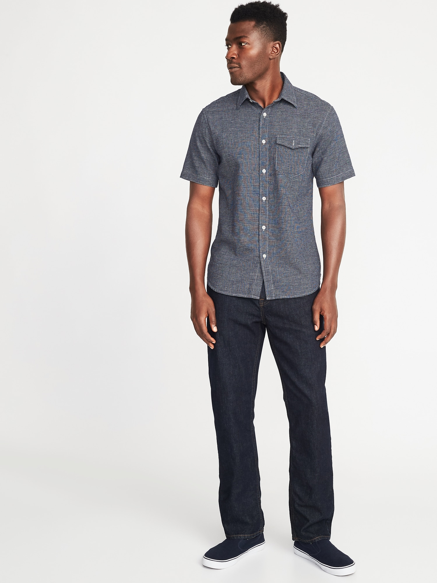Slim-Fit Linen-Blend Pocket Shirt for Men | Old Navy