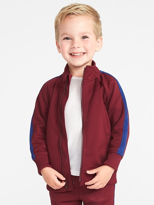 View large product image 1 of 1. Retro-Stripe Zip Track Jacket for Toddler