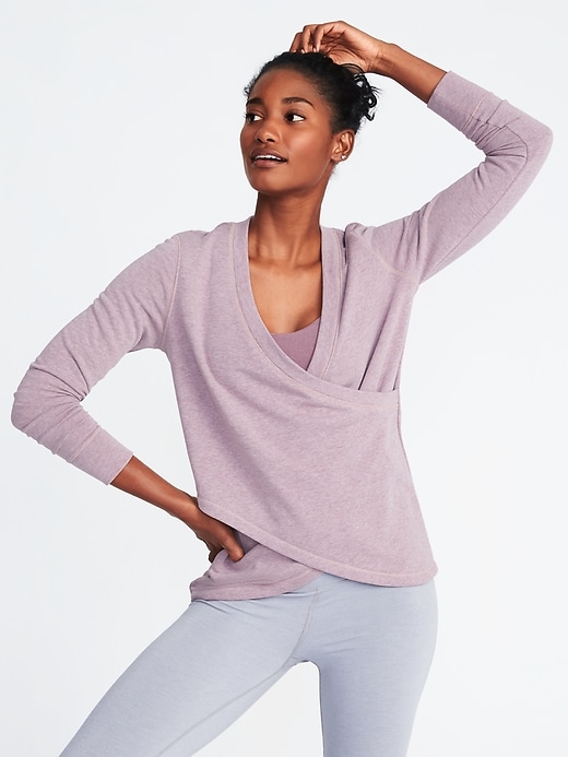 Image number 1 showing, Relaxed French-Terry Cross-Front Sweatshirt for Women