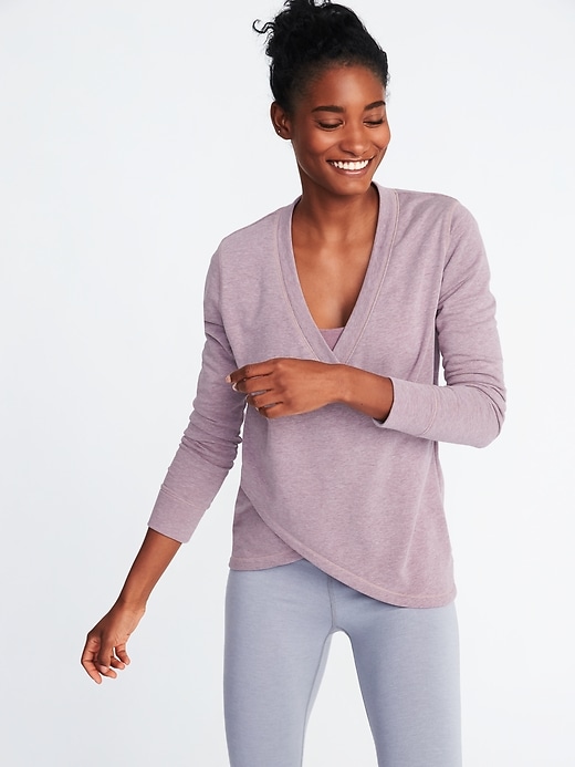 Image number 4 showing, Relaxed French-Terry Cross-Front Sweatshirt for Women