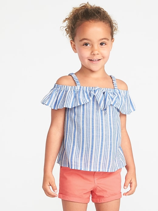 View large product image 1 of 4. Striped Bow-Tie Off-the-Shoulder Top for Toddler Girls