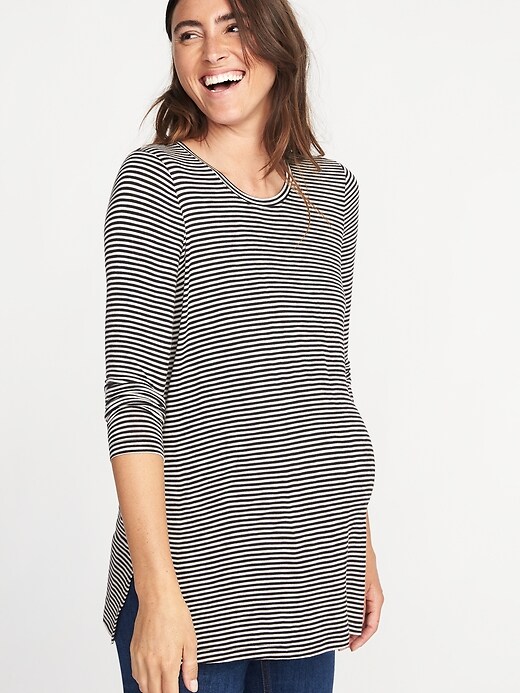 Image number 1 showing, Maternity Long & Lean Striped Top