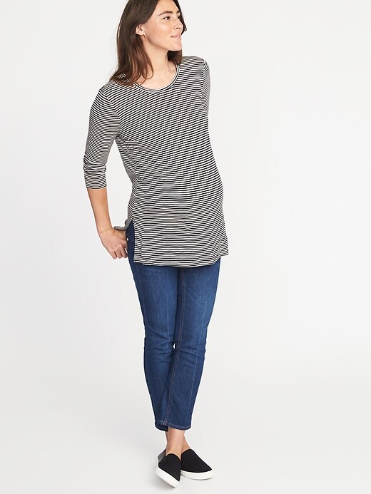 Image number 3 showing, Maternity Long & Lean Striped Top