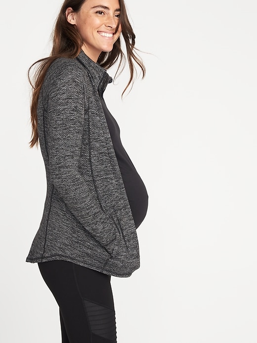 Image number 4 showing, Maternity Fitted Herringbone Performance Zip Jacket