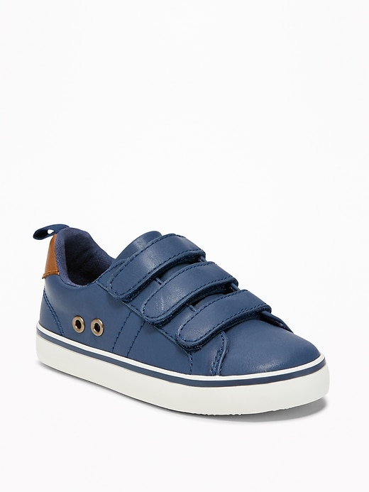 View large product image 1 of 4. Triple-Strap Faux-Leather Sneakers For Toddler Boys