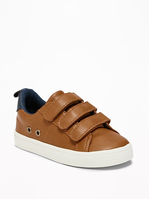 View large product image 1 of 1. Triple-Strap Faux-Leather Sneakers For Toddler Boys