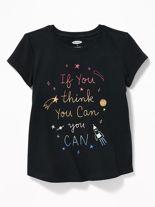 View large product image 1 of 1. Long & Lean Graphic Scoop-Neck Tee for Toddler Girls