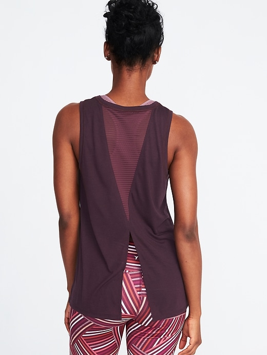 View large product image 1 of 1. Stripe-Mesh Tie-Back Tank for Women