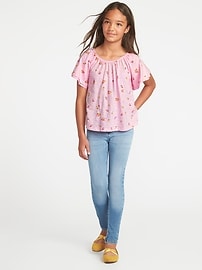 View large product image 3 of 3. Ruffle-Sleeve A-Line Top for Girls