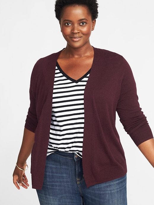 View large product image 1 of 1. Short Open-Front Plus-Size Sweater