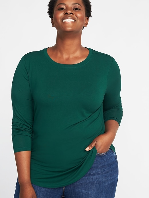 View large product image 1 of 1. Luxe Plus-Size Crew-Neck Tee