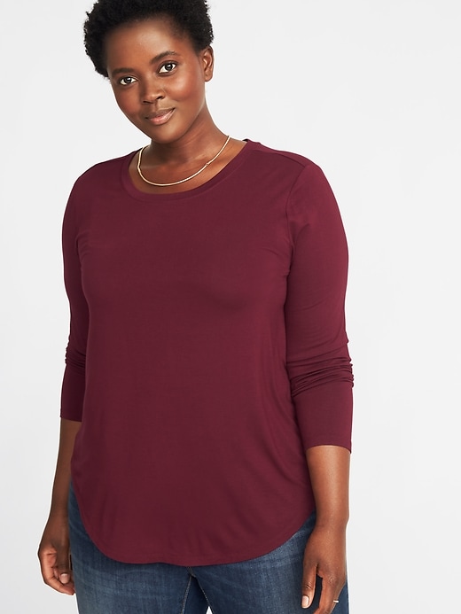 Image number 1 showing, Luxe Plus-Size Crew-Neck Tee