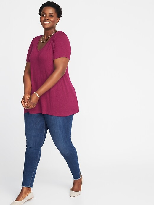 Image number 3 showing, Plush-Knit Plus-Size Luxe V-Neck Tee