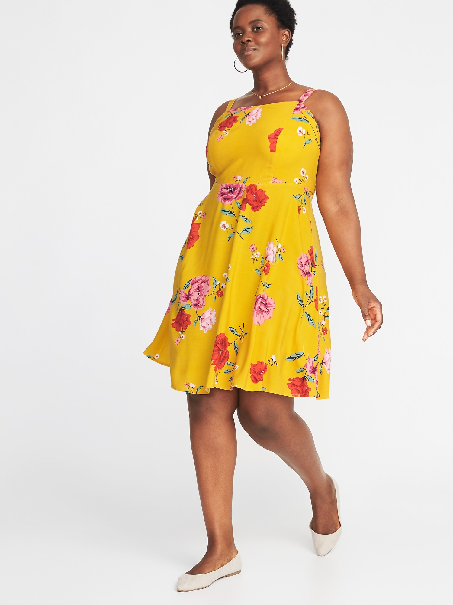 Floral-Print Fit & Flare Plus-Size Cami Dress | Old Navy